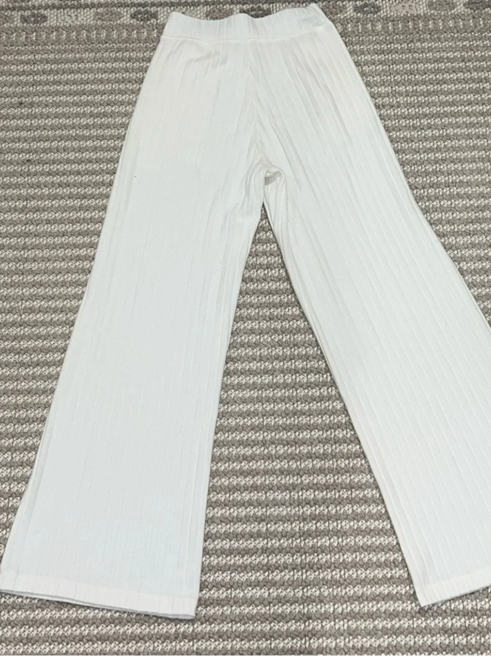 ALO Take Comfort Rib Wide Leg Pants in Cream